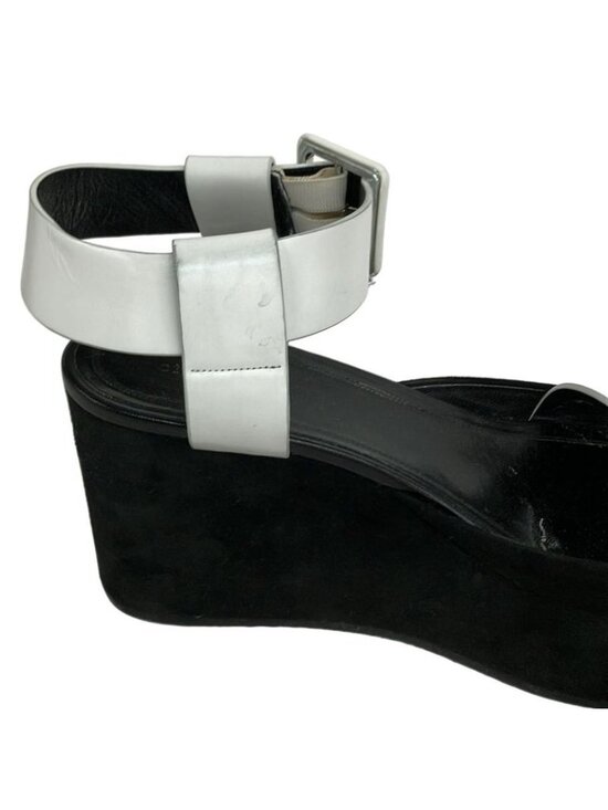 Celine Sandals 38.5 White Black Wedge Sole Leather main image 3
